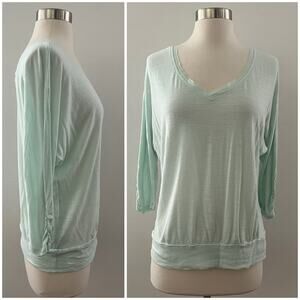 White House Black Market Sequins Trim Burnout Top V-Neck Casual Minimalist Small